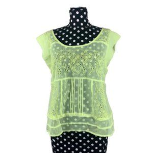 American Eagle Neon Yellow Sheer Lace Size Medium